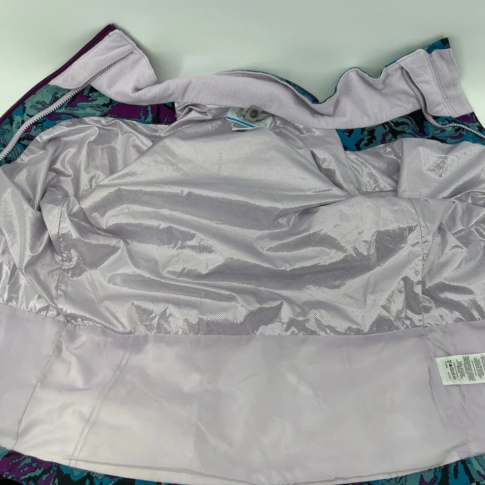 Columbia Kids Blue Purple Leaf Print Interchange Jacket Shell Outgrown M 10/12